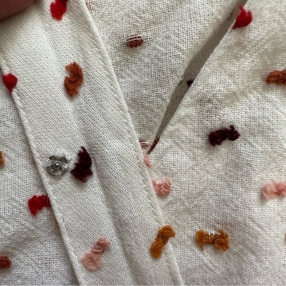 Madewell Blouse Ruffle-Hem Wrap Top in Clipdot White Multicolored XS - Picture 13 of 13